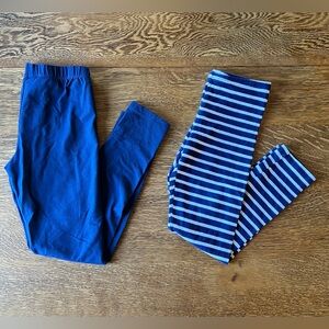 Girls Blue Striped Leggings Bundle
